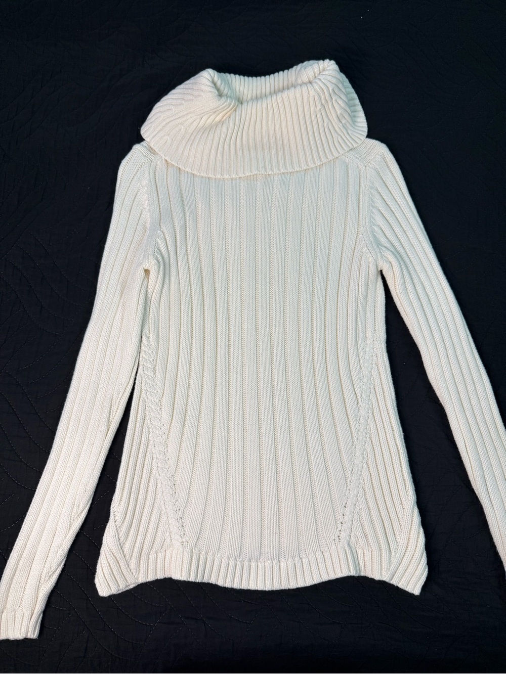 Talbots Cream Ribbed Cowl Neck Sweater